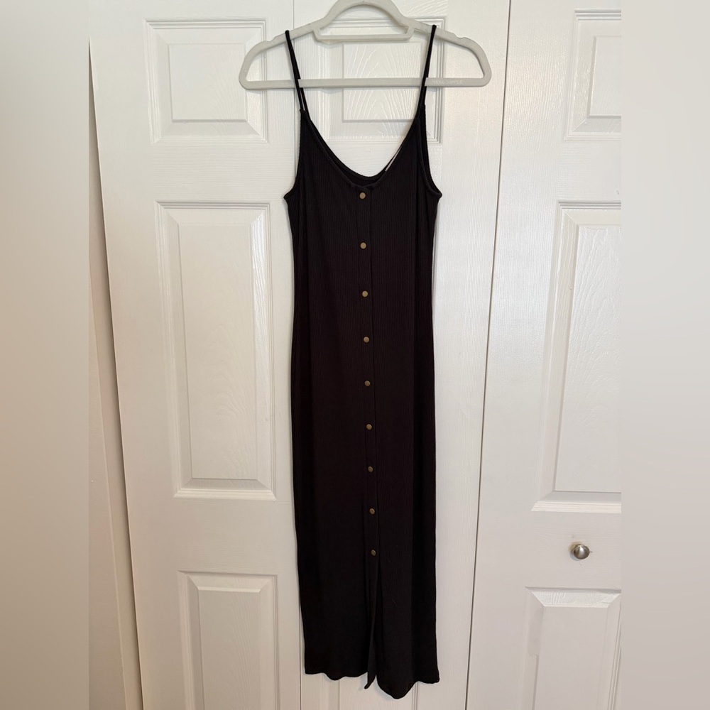 Project Social T Black Midi Dress with Button Detail